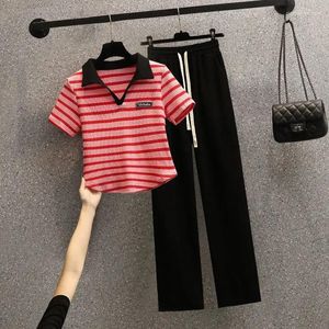 Polos de mujer Crop Top Camisetas Camiseta de manga corta roja Ropa negra Camisa de cuello polo Lindo Poliéster Y2k Moda Juvenil Lujo Sintético V