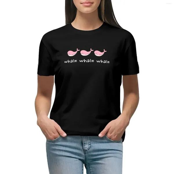 Polos de mujer Cute gráfico de ballena rosa y tres palabras Me encanta la camiseta de diseño perfecto