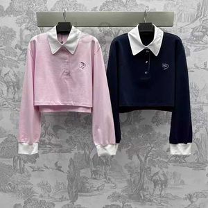 Concepteur de polos pour femmes printemps / été nouveau collier de contraste de lettre brodé avec le fil de fil Sweet âge réduisant le polo teuj