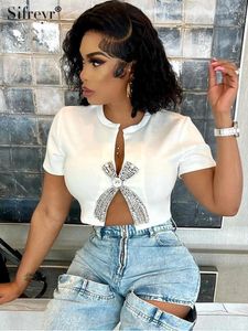 Top de crop tops de la mode de diamant pour femmes