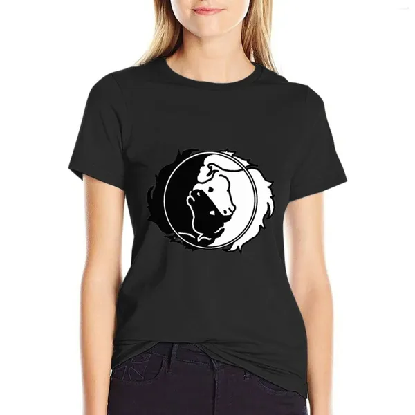 Polos de la femme Finding Balance - Horse Yin Yang en noir blanc T-shirt esthétique Vêtements hippies T-shirts simples pour les femmes