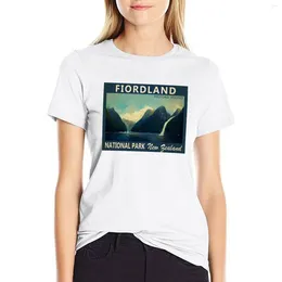 Polos Fiordland National Park Zealand Aquarement aquarelle T-shirt Vintage Blouse Tees Coton de mode coréen