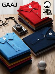 Damespolo's GAAJ 100 katoenen poloshirt heren merkoverhemden voor heren korte mouw zomer mode kleding wijnblauw grijs rood marineblauw heren 230919