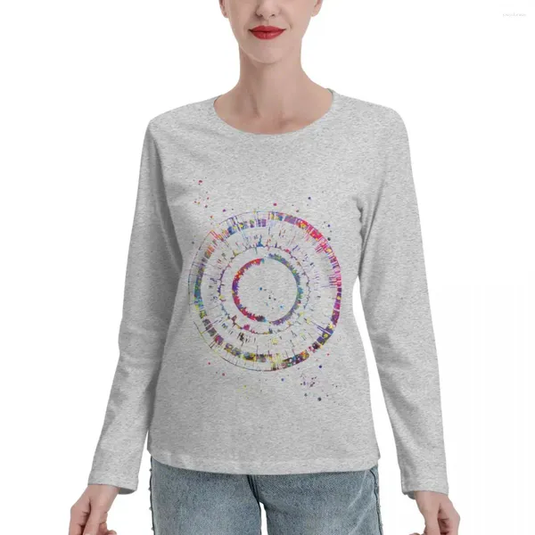 Polos pour femmes génomique Science Art ADN imprimé aquarelle à manches longues T-Shirts hauts mignons T-Shirts femme