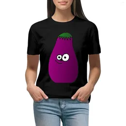 Damespolo's Happy Smiling Aubergine T-shirt Zomer Top Leuke kleding Plus Size Tops T-shirts voor dames