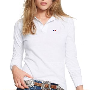 Polos pour femmes de haute qualité automne dames à manches longues Polo coton décontracté femmes Golf mince sport femme revers t-shirt hauts 230317