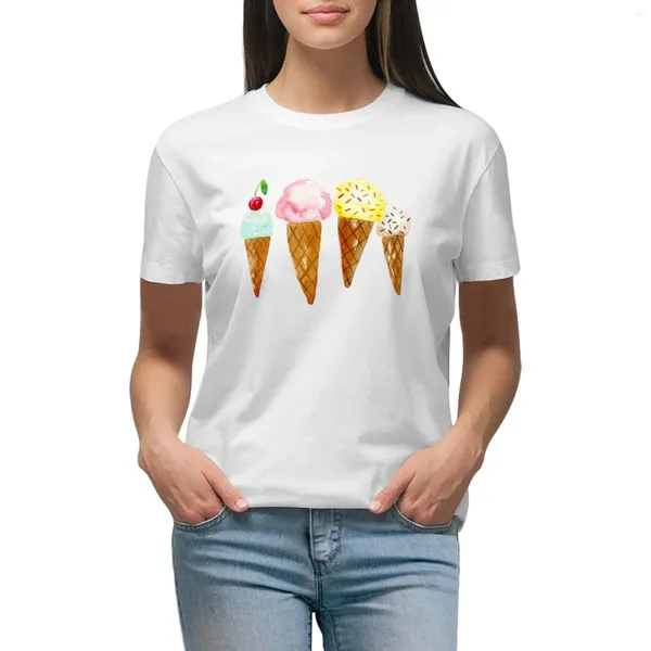 T-shirt à aquarelle de glaces de polos pour femmes