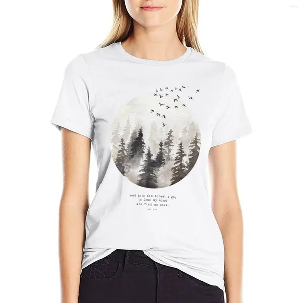 Polos de mujer en el bosque I Go - Espiritualidad Boho Naturaleza Amante Calm Con Camiseta Camiseta Traking Camiseta Termina para Women Clothing