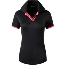 Dames Polos Jeansian Women V-Neck Design korte mouw Casual t-shirt T-shirts t-shirt golf tennis badminton slanke fit polo swt325 blackrose 230823