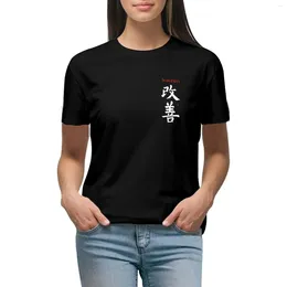 Dames Polos Kaizen continu verbetering Japan Pocket Kanji Calligraphy T-shirt T-shirt T-shirt T-shirt Luxe designer Kleding Women
