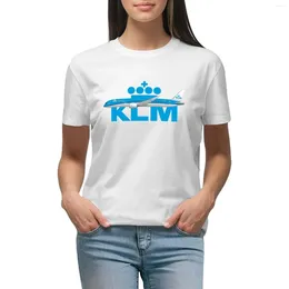 Dames Polos KLM Royal Dutch Airlines 787-9 Dreamliner T-shirt Zomertops Oversized t shirts voor vrouwenafbeelding