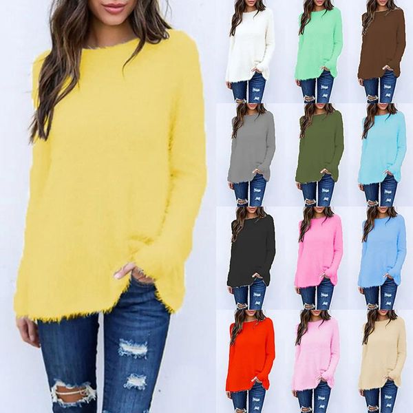 Polos de mujer Color sólido Manga larga Suelta Elegante H Top Tee Mujeres Camisas lindas para