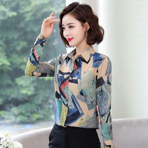 Dames Polos Lady Casual M-4XL Turn-down Collar Chiffon Blouses Shirts vrouwen Spring Summer Style Long Sleeve Blusas Tops