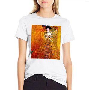 Polos de femmes en or: Gustav Klimt 1912 T-shirt imprimé de peinture haute définition