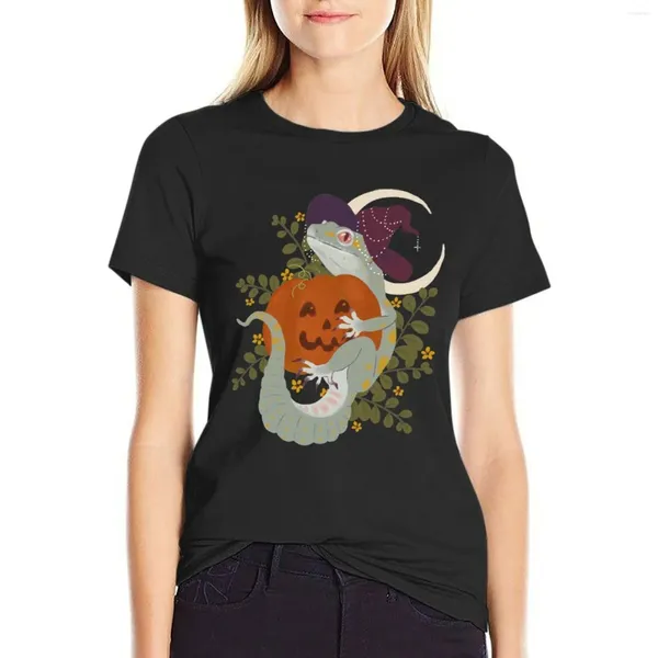 T-shirt de T-shirt Kawaii Gecko et Jack-O-Lantern