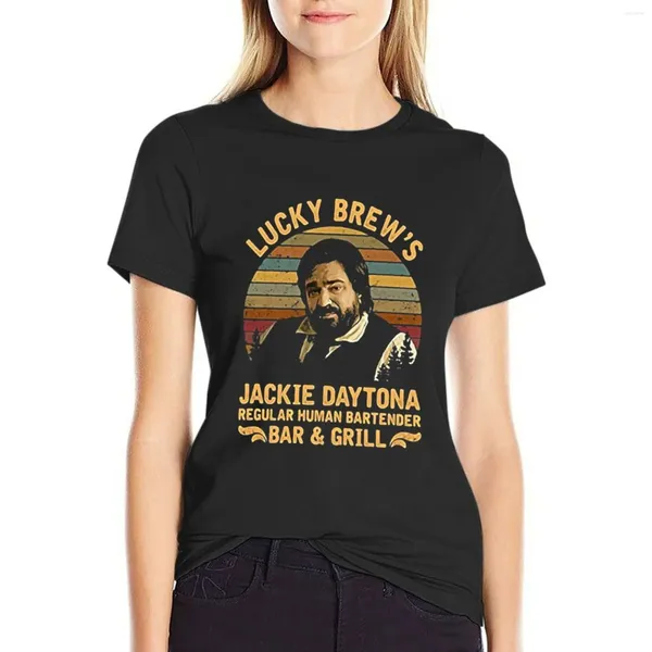 Polos Femmes Lucky Brew Jackie - Bar et grill Vintage Design T-shirt femme vêtements pour femmes T-shirts graphiques T-shirts pour femmes