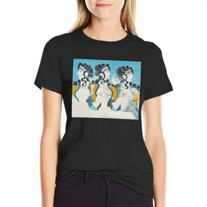 Polos pour femmes Minoan Fresco Dames en bleu Knossos T-shirt Chemise à imprimé animal pour filles Femmes Graphiques T-shirts Femmes