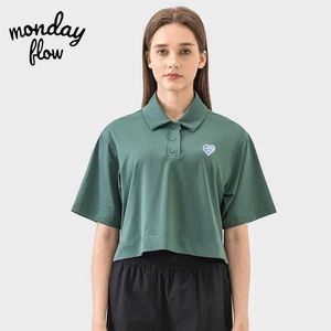 Polos féminins lundi flow using women short slve t-shirt shirts de cou polo plaine tendance luxe polyester hign qualité vêtements y240527