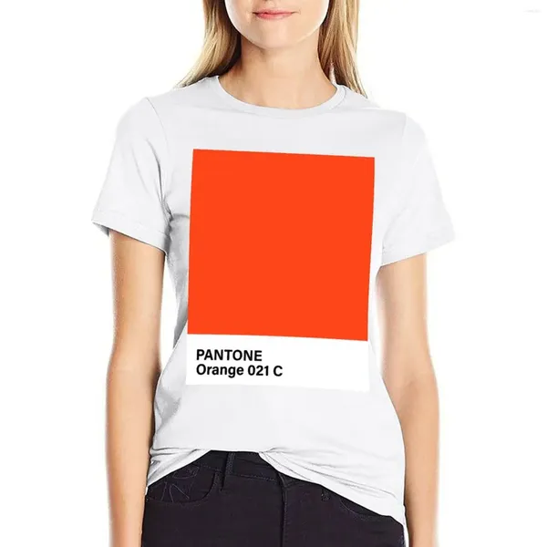 Polos pour femmes Pantone Orange 021 C T-shirt Chemise à imprimé animal pour filles Vêtements mignons T-shirts Chemises d'entraînement Femmes