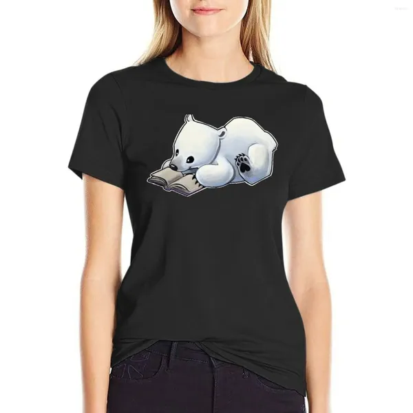 Polos pour femmes lecture ours polaire T-shirt haut d'été graphiques dame vêtements femmes T-shirt