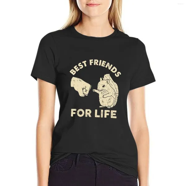 Polos Femme Retro Vintage Squirrel Friend pour la vie T-shirt T-shirt Femme Animal Print Shirt Girls Woman Femme