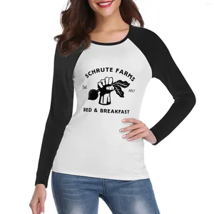 Dames Polos Schrute Farms Lange mouw T-shirt Animal Print Shirt Graphic T Vrouwelijke kleding Plain Black shirts voor vrouwen