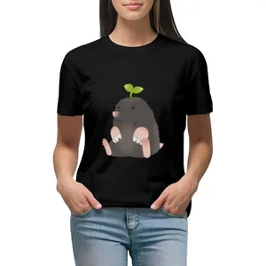 Damespolo's zittende mol spruit t-shirt zomer tops shirts grafisch T-stukken dieren print shirt voor meisjes witte jurk vrouwen sexy