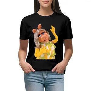 Dames Polos-ster van de show Piggy T-shirt Summer Tops Kleding Anime Black T-shirts voor vrouwen
