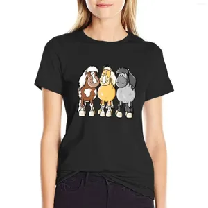 Polos de femmes Trois mignons Shetland Ponys Cartoon T-shirt Vêtements esthétique Vêtements plus taille Tops Plain T-Shirts pour les femmes