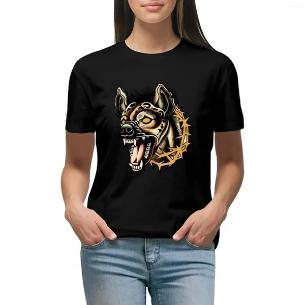 T-shirt de tatouage de l'hyène traditionnelle pour femmes