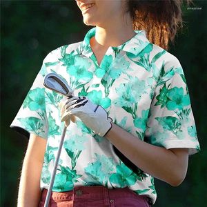 Damespolo's vrouwen tops polo shirt zomer bloemen 3d print tee mode korte kleding v-neck vakantie eenvoudige harajuku los