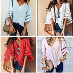 Dames Polos Women V Collar Leisure T-Shirt Tops Lady Base Shirt Summer