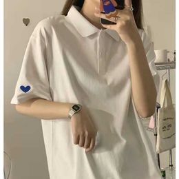 Polos pour femmes Yasuk Summer Fashion Casual T-shirts Pull Slim Loose Polo Tees AllMatch Cute Student Gentle Love Heart Sport 230330