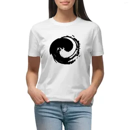 Damespolo's Yin en Yang-symbool als Japanse kalligrafie T-shirt Grote maten Tops Koreaanse mode Dierenprint Shirt voor meisjes Dameskleding