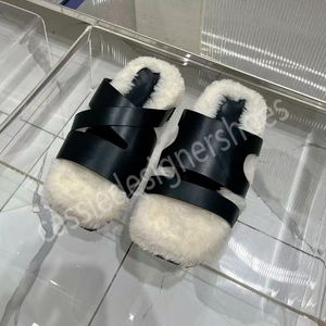 Pantoufles populaires pour femmes chaussures féminines pour 2023 luxe Brang mode sandales plates hiver confort tongs réel moderne fourrure de vison couleur unie en cuir véritable loisirs