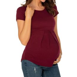 Vêtements de grossesse pour femmes maternité supérieure aux soins infirmiers allaitements materons de haut imprimées floraux chemises à manches courtes douces l2405