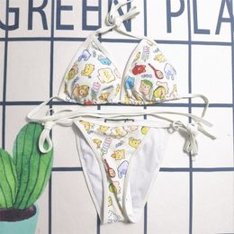 Damesgedrukte brief Swimpak Vrouwelijke ontwerper Zomer Luxe klassieke dameszwempakbanden Sexy Bikini Set