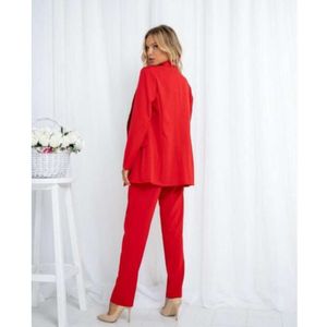 Professional suit -broekpak voor dames, rode jas, slanke broek, nieuw, herfst, 2 pc's