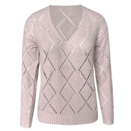 Pullover da donna maglioni lavorati a maglia autunno e inverno scollo a V casual maglione a forma di diamante per maglione da donna vintage 210508