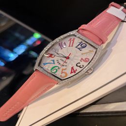 Reloj de cuarzo para mujer Tipo barril Mueller color sueños Tamaño 43 mm Engastado con diamantes Reloj de moda noble296a