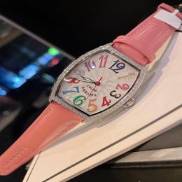 Reloj de cuarzo para mujer Tipo barril Mueller color sueños Tamaño 43 mm Engastado con diamantes Reloj de moda noble211k