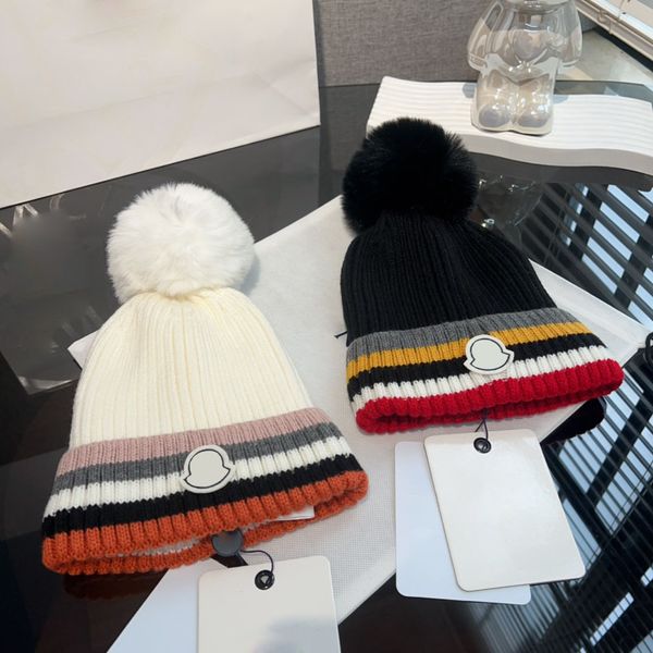 Bonnet de créateur de couleur arc-en-ciel pour femmes, chapeau chaud d'automne et d'hiver pour vacances en plein air, sport, lettre brodée