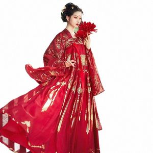 Vrouwen Rode Hanfu Oude Chinese Kostuum Traditionele Volksdans Dr Tang-dynastie Pak Fee Stage Performance Outfit DN5983 G1Xd #