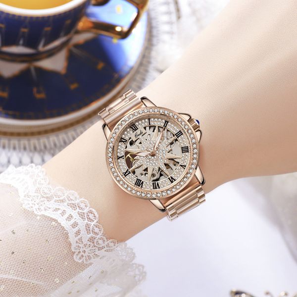 Montre étanche à Quartz pour femmes, rétro, lumière romaine, creuse, profil haut, bande horizontale en acier