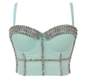 Rhin diamant push up up up bustier crop top camis clubwear sexy punk perle corset gaster tank détachable sashes6787032