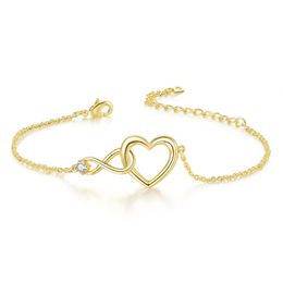 Bracelet femme strass infini amour coeur bijoux cuivre numéro 8 chaîne bracelets porte-bonheur pour petite amie cadeau accessoires