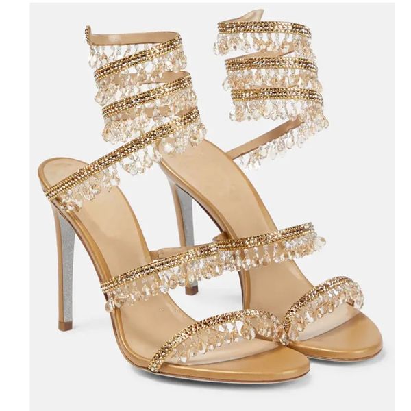 Sandales à strass pour femmes, chaussures en cristal à pampilles, à la mode, Sexy, discothèque, Banquet, fête, Stiletto, 231227