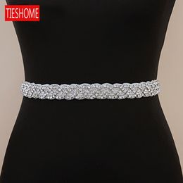 Tieshome Rhinestones de mujeres Cinturón hecho a mano Accesorios de boda de boda