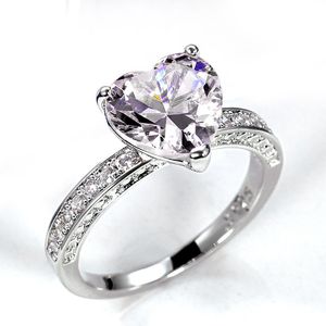 Bague pour femme de créateur luxueuse et exquise, sertie de bague de mariage en cristal rose brillant en forme de cœur AAA, bijoux à la mode, bague solitaire