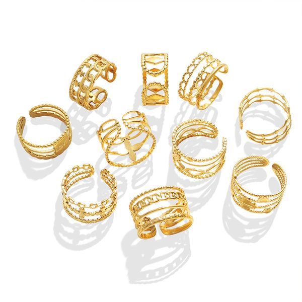 Ring Women's Ring Geometric Mix and Match Fashion Variety Ring Not Fading Hip Hop Fashion Jewelry